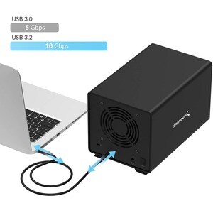 Sabrent DS-SC4B Drive Dock SATA/600 - USB 3.2 (Gen 2) Type C Host Interface External - Black - Hot Swappable Bays - 4 x HD