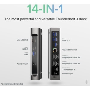 Plugable 14-in-1 USB-C and Thunderbolt 3 Dock - Compatible with Mac and Windows, 96W Laptop Charging, 2x HDMI 2.0 and Disp