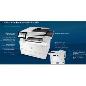 HP LaserJet M430f Laser Multifunction Printer-Monochrome-Copier/Fax/Scanner-42 ppm Mono Print-1200x1200 Print-Automatic Du