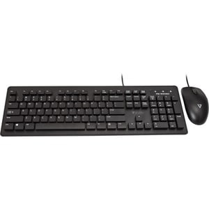 V7 Washable Antimicrobial Keyboard & Mouse Combo - USB Cable English (US) - Black - USB Cable Mouse - Optical - Black - Co