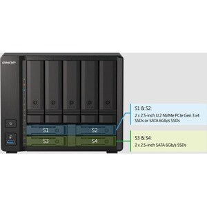 QNAP TS-H973AX-32G 9 x Gesamtzahl Einschübe SAN/NAS-Speichersystem - 5 GB Größe Flash-Speicher Ryzen V1500B Quad-Core 2,20
