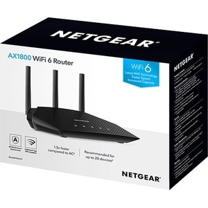 Netgear RAX10 Wi-Fi 6 IEEE 802.11ax Ethernet Wireless Router - 2.40 GHz ISM Band - 5 GHz UNII Band - 225 MB/s Wireless Spe