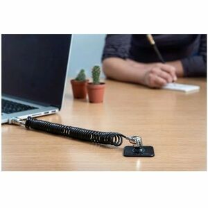 Compulocks Dual Head Coiled T-bar Security Keyed Cable Lock - 2 Keyed T-Bar Style Lock Heads, Coiled Galvanized Steel Cabl