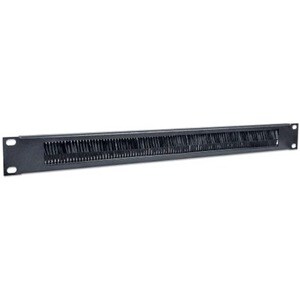 Intellinet 19" Cable Entry Panel, 1U, with Brush Insert, Black - Cable Panel - 1U Rack Height x 19˘ Panel Width - Steel