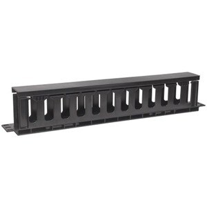 19" Cable Management Panel, 19" Rackmount Cable Manager, 1U, with Cover, Black - Cable Management Panel - 1U Rack Height x
