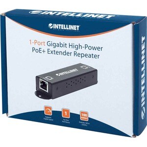 Gigabit High-Power PoE+ Extender Repeater, IEEE 802.3at/af Power over Ethernet (PoE+/PoE), metal - Network (RJ-45) - Metal