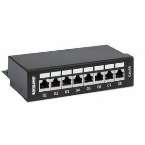 Intellinet 8 Port(s) Network Patch Panel - Category 6a - Twisted Pair - Black - Patch Panel, Cat6a, FTP, 8-Port, Desktop, 