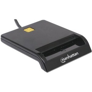 Manhattan USB-A Contact Smart Card Reader, 12 Mbps, Friction type compatible, External, Windows or Mac, Cable 105cm, Black