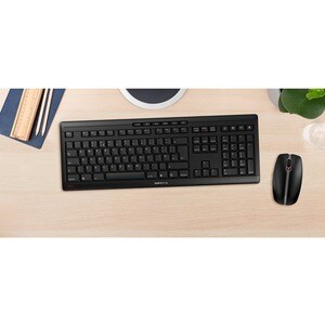 CHERRY STREAM DESKTOP Tastatur & Maus - Deutsch - Kabellos USB, Schwarz - Maus, Optische, Kabellos, USB, 2400 dpi Bewegung