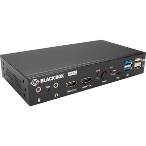 Black Box 2-Port 4K HDMI Dual-Head KVM Switch (with Audio Line In/Out and USB Hub) - 2 Computer(s) - 3840 x 2160 - 5 x USB