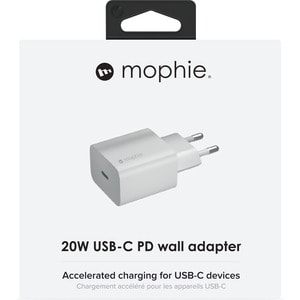 Mophie 20 W AC Adapter - For USB Type C Device - 5 V DC Output