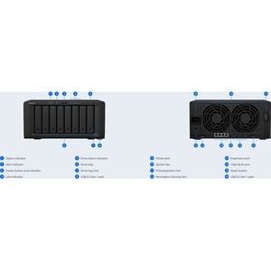 Synology DiskStation DS1821+ 8 x Total Bays SAN/NAS Storage System - AMD Ryzen V1500B Quad-core (4 Core) 2.20 GHz - 4 GB R