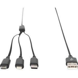 Digitus Ladekabel - 1 m - für iMac, iPhone, iPad, Smartphone, Tablet, Stromspeicher - USB Typ-A / Lightning, Micro-USB, US