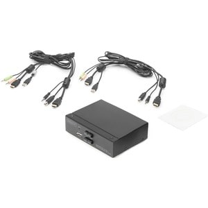 Digitus DS-12870 KVM Switchbox - 2 Computer(s) - 1 Local User(s) - 3840 x 2160 - 5 x USB - 3 x HDMI - Desktop