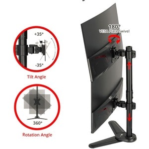 Freestanding Adjusting Vertical Dual Monitor Steel Stand 17" to 32" - 75x75 100x100 VESA