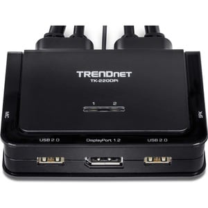 TRENDnet TK-220DPI KVM Switchbox - 2 Computer(s) - 1 Local User(s) - 3840 x 2160 - 4 x USB - 3 x DisplayPort