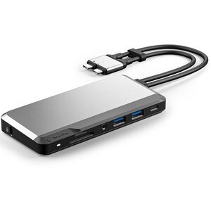 Alogic USB-C Super Dock - 10-in-1 with Dual Display 4K 60Hz Support - SPACE GREY - for Notebook/Tablet PC - 100 W - USB Ty