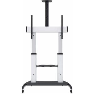 SOPORTE DE TV TIPO CARRO ALTURA AJUSTABLE PANTALLA 60" A 100"PLATEADO Y NEGRO - 100kg Capacidad - 4 Ruedas - Aluminio - 70