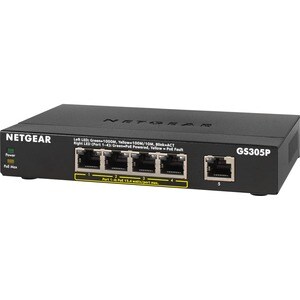 Conmutador Ethernet Netgear GS300 GS305P 5 - 2 Capa compatible - 67,50 W Power Consumption - 63 W Budget PoE - Par trenzad