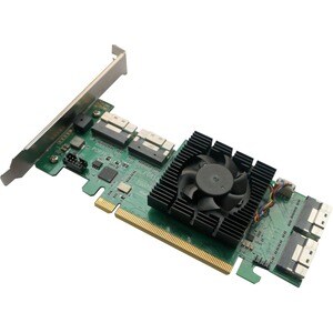 HighPoint SSD7580A NVMe Controller - PCI Express 4.0 x16 - Plug-in Card - RAID Supported - 0, 1, 1+0 RAID Level - PC, Linux