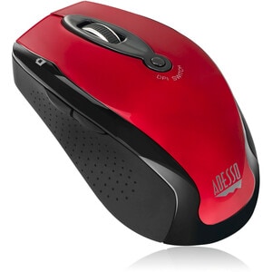 Adesso iMouse M20R Mouse - Radio Frequency - USB - Optical - 6 Button(s) - Red - Wireless - 2.40 GHz - 1500 dpi - Scroll W