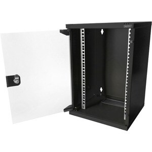 Digitus 9U Wall Mountable Enclosed Cabinet Rack Cabinet for LAN Switch, Patch Panel - 254 mm Rack Width - Jet Black - 30 k