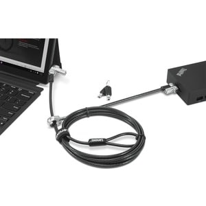 Lenovo NanoSaver Cable Lock For Notebook, Desktop Computer, Tablet, Monitor - 2 m Cable - Patented T-bar/Key Lock - Black 