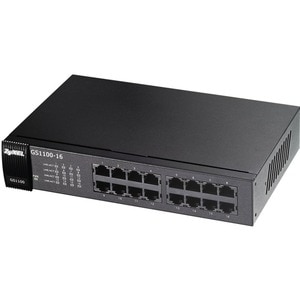 Conmutador Ethernet ZYXEL  GS1100-16 16 - Gigabit Ethernet - 100/1000Base-T - 2 Capa compatible - 10 W Power Consumption -