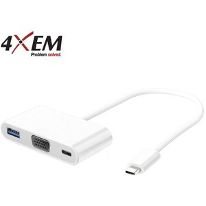 4XEM 3-in-1 USB-C Docking Station with VGA port and USB 3.0 - for Notebook/Monitor - 100 W - USB 3.1 (Gen 1) Type C - 1.0 