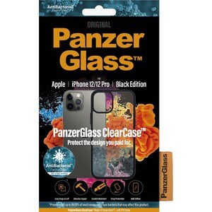 PanzerGlass ClearCase Case for Apple iPhone 12, iPhone 12 Pro Smartphone - Honeycomb pattern - Black - Impact Absorbing, S