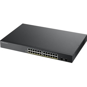 ZYXEL 24-port GbE Smart Managed PoE Switch with GbE Uplink - 24 Ports - Manageable - 2 Layer Supported - Modular - 2 SFP S