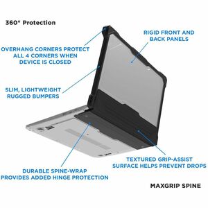 Extreme Shell-L for Acer C871 Chromebook 712 12" (Black/Clear) - For Acer Chromebook - Textured Grip - Clear, Black - Impa