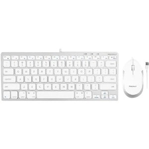 Macally Compact Aluminum USB Keyboard And Quiet Click Mouse - USB Cable Keyboard - USB Cable Mouse - 2400 dpi - Scroll Whe