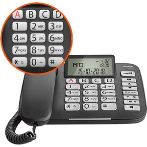 Gigaset DL580 Standard Phone - Black - Speakerphone - Hearing Aid Compatible