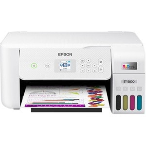 Epson EcoTank ET-2800 Inkjet Multifunction Printer-Color-Copier/Scanner-5760x1440 Print-120 sheets Input-Color Scanner-120