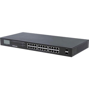 24-Port Gigabit Ethernet PoE+ Switch with 2 SFP Ports, LCD Display, IEEE 802.3at/af Power over Ethernet (PoE+/PoE) Complia