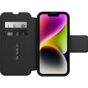 OtterBox Strada Carrying Case (Folio) Apple iPhone 13 Smartphone - Black - Drop Resistant - Leather Body
