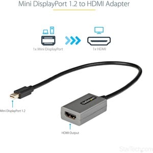 StarTech.com MDP2HDEC. Kabellänge: 0,331 m, Anschluss 1: Mini DisplayPort, Anschluss 2: HDMI Typ A (Standard). Gewicht: 24