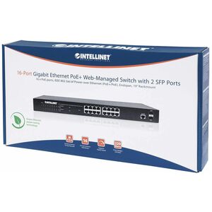 Switch Administrable Gigabit Ethernet de 16 puertos PoE+ con 2 puertos SFP - Intellinet