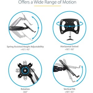 StarTech.com Mounting Arm for Notebook, Monitor - Black - Height Adjustable - 1 Display(s) Supported - 86.4 cm (34") Scree