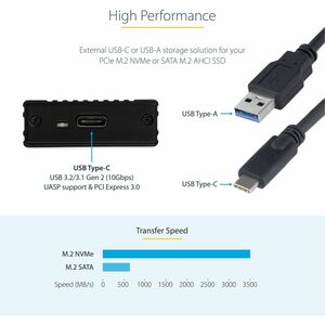 StarTech.com Gabinete USB-C de 10Gbps a NVMe M.2 or SSD SATA M.2 - Carcasa de Aluminio SSD NGFF M.2 PCIe/SATA - 2230/2242/