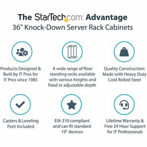 StarTech.com Armadio Rack 19" 32U su Ruote - Server Rack a 4 Montanti con Profondità Regolabile, Pannelli Laterali e Porta