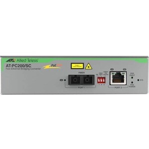 Allied Telesis PoE+ to Fiber Switching Media Converter - Network (RJ-45) - 1x PoE+ (RJ-45) Ports - 1 x SC Ports - Multi-mo