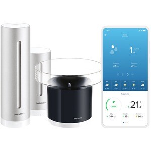 Kit stazione meteorologica/pluviometro Netatmo - Alluminio, Con dorsi plastici