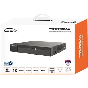 Gyration 8-Channel Network Video Recorder With PoE, TAA-Compliant - Network Video Recorder - HDMI - 4K Recording - TAA Com