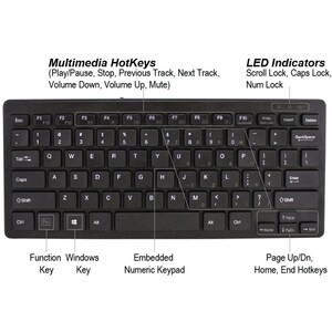 Adesso SlimTouch AKB-111UB Keyboard - Cable Connectivity - USB Interface - English (US) - Black - Membrane Keyswitch - Des