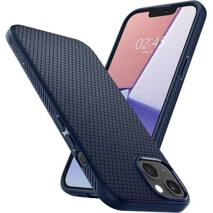 Spigen Liquid Air Case for Apple iPhone 13 Smartphone - Geometric Pattern - Navy Blue - OEM - Matte - Shock Absorbing, Dro
