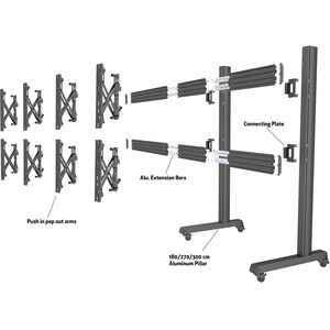 Barra di montaggio ITB per Monitor - Argento - 1 Schermo/i supportato/i - Alluminio - 4 / Confezione