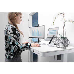 Digitus Tabelle Desk - Weiß Rechteck Top - Weiß Sockel Basis - Höhenverstellbar - 1200 mm Table Top Width x 600 mm Tischpl
