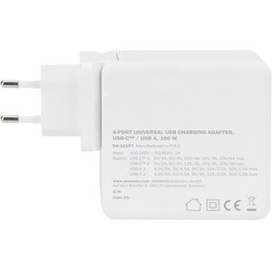 Digitus 100 W AC Adapter - 1 Pack - USB - For USB Type C Device, Smartphone, Tablet PC, Notebook, USB Type A Device, Gamin